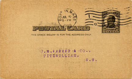 Почтовая карточка. Бостон, Массачусетс. США 1909г