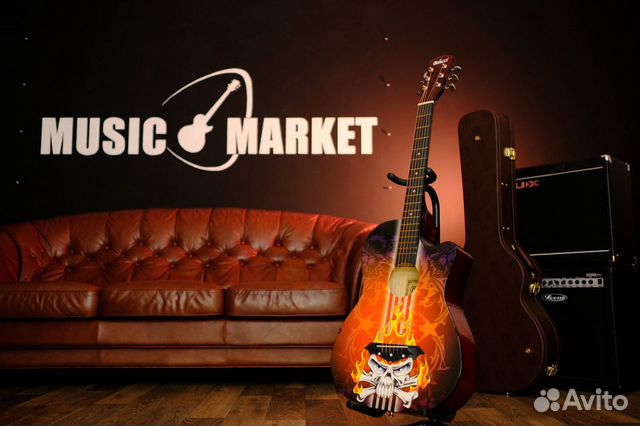 Акустическая Гитара с рисунком (Комплект)