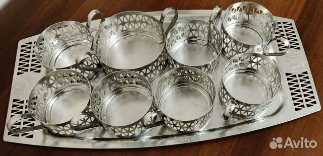 Подстаканники и поднос, нерж, Ивано-Франковск