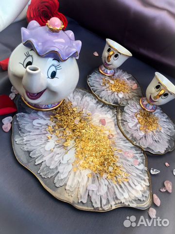 Поднос, сервировочный набор, эпоксидная смола