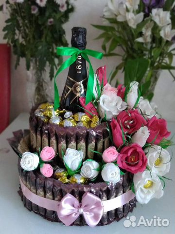 Сладкий букет из конфет на свадьбу