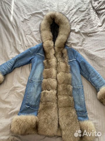 Куртка утепленная джинсовая с натуральным мехом