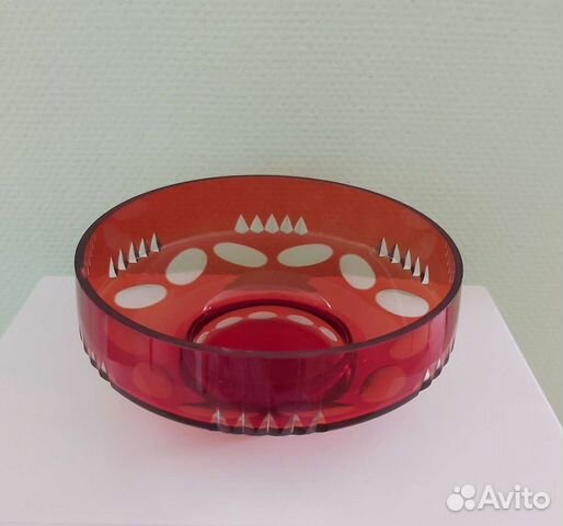 Ваза для фруктов красное стекло СССР