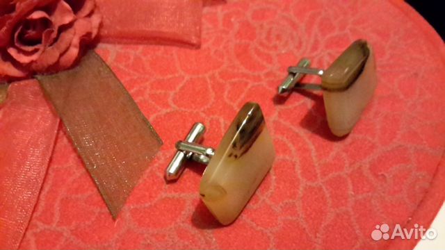 Запонки мужские новые бразильский агат СССР крупны Запонки мужские новые бразильский агат СССР крупны