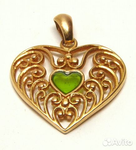 Кулон из золота в виде сердца 585 пробы