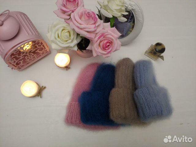 Шапка из мохера с двойным отворотом