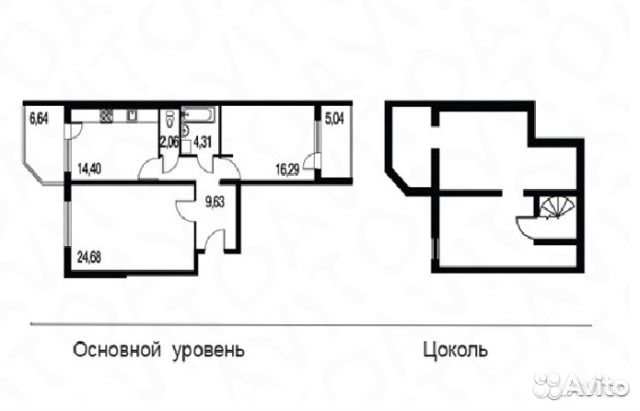 2-к квартира, 119.6 м², 1/4 эт.