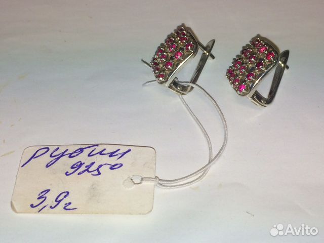 Серебряные серьги 925 пр с натуральными рубинами