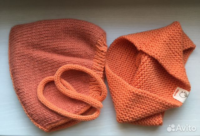 Шапка Гном и снуд на зиму, 48 р-р, меринос/альпака