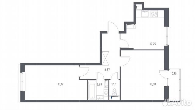 2-к квартира, 54 м², 7/11 эт.