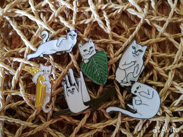 Значки пины дерзкие коты ripndip набор 6 шт Значки пины дерзкие коты ripndip набор 6 шт
