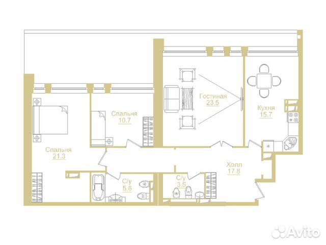 3-к квартира, 98 м², 32/32 эт.