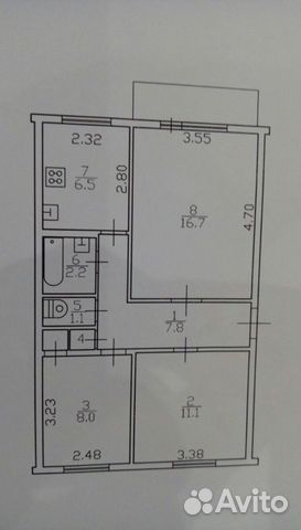 3-к квартира, 54.3 м², 4/5 эт.