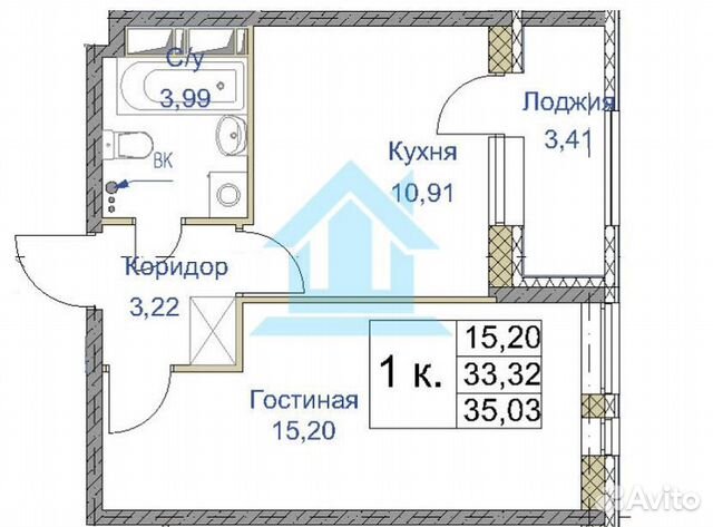 1-к квартира, 35 м², 9/13 эт.