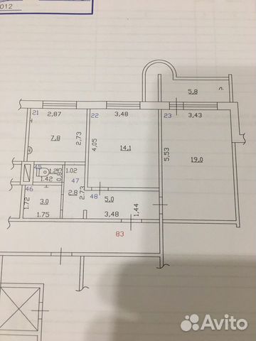 2-к квартира, 52.8 м², 1/10 эт.