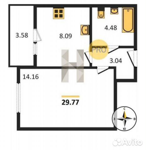1-к квартира, 29.8 м², 2/24 эт.