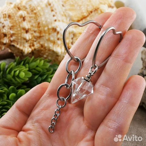 Серьги Кольца Сердце с Цепью и Флаконом Кристаллом Серьги Кольца Сердце с Цепью и Флаконом Кристаллом