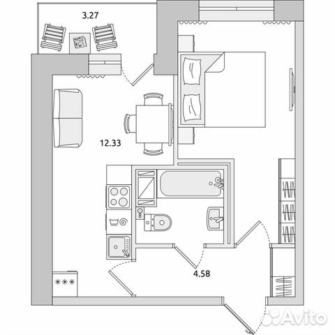 1-к квартира, 35.7 м², 5/20 эт. 1-к квартира, 35.7 м², 5/20 эт.