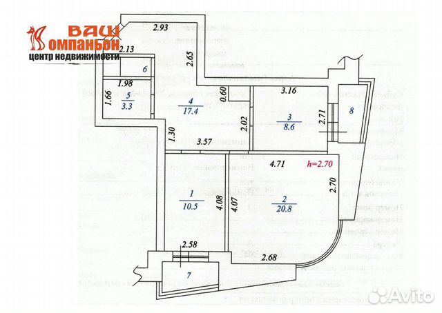 2-к квартира, 68 м², 12/26 эт.