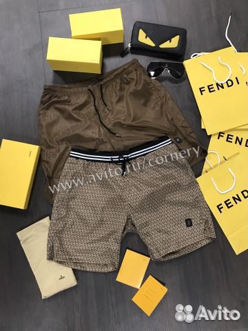 Шорты с сеткой Fendi Roma summer line FF Brown Шорты с сеткой Fendi Roma summer line FF Brown