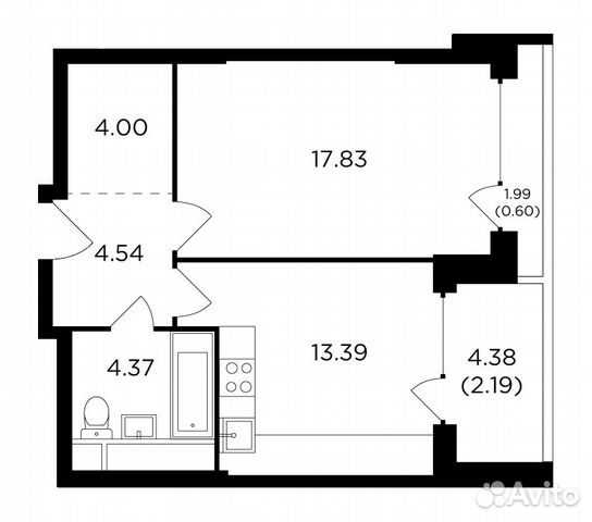 1-к квартира, 46.9 м², 26/29 эт. 1-к квартира, 46.9 м², 26/29 эт.