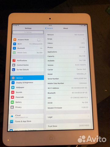 iPad mini 64 GB Cellular A1454 iPad mini 64 GB Cellular A1454