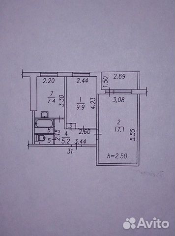 2-к квартира, 43.3 м², 8/9 эт.