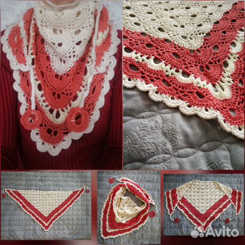 Вязаный платок-косынка, ручная работа