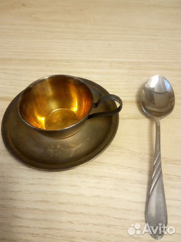 Чашка кофейная с блюдцем мельхиор