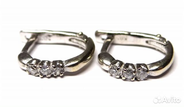 Серьги из белого золота 585 пробы с фианитами