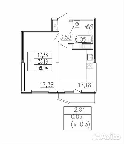 1-к квартира, 41 м², 19/19 эт.