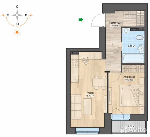 1-к квартира, 41 м², 6/26 эт. 1-к квартира, 41 м², 6/26 эт.
