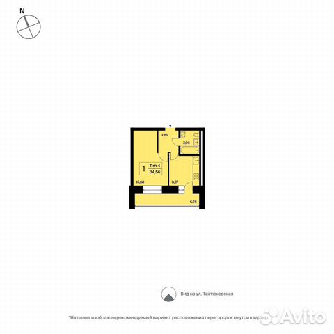 1-к квартира, 34.6 м², 16/16 эт.