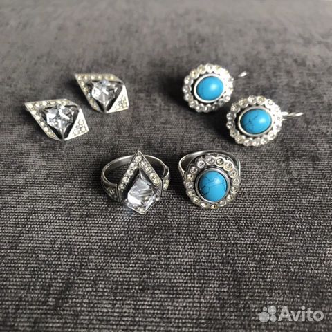 Серьги и кольцо Jenavi, серебряное покрытие