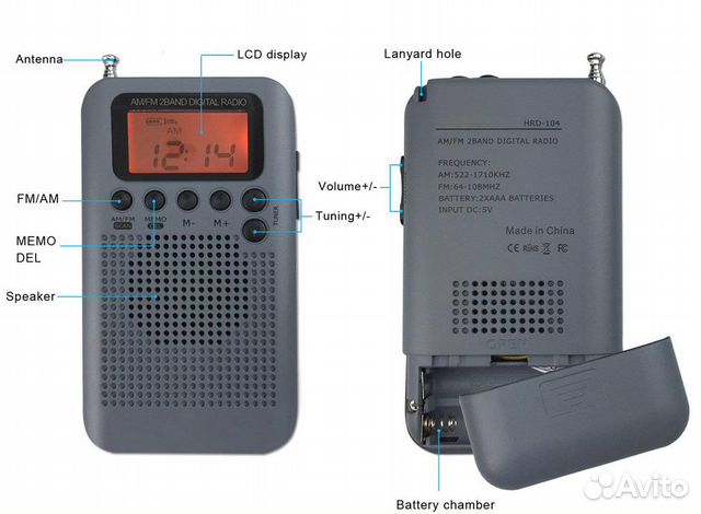 Радиоприемник AM/FM цифровой миниатюрный