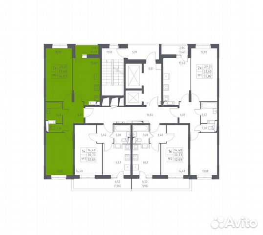 2-к квартира, 54.8 м², 11/17 эт.