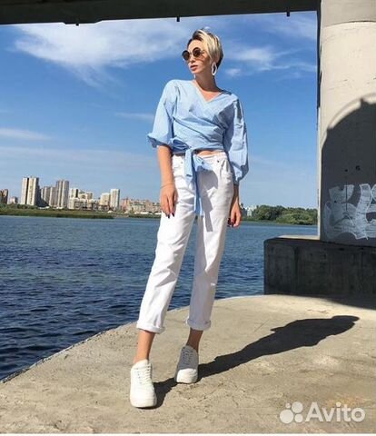 Блузка на запах в полоску zarina размер до 46 Блузка на запах в полоску zarina размер до 46