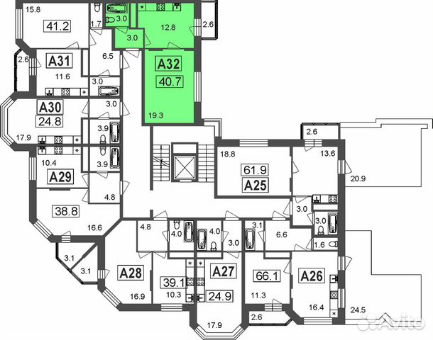 1-к квартира, 38.1 м², 6/7 эт.