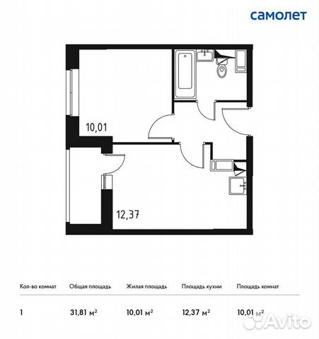 1-к квартира, 31.8 м², 2/12 эт. 1-к квартира, 31.8 м², 2/12 эт.