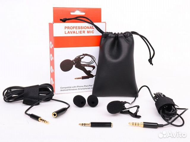 Петличный микрофон 1.5м + удлинитель + переходник