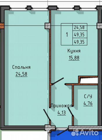 1-к квартира, 49.3 м², 5/10 эт.