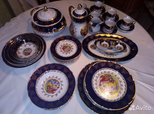 Столовый сервиз чехословакия Мадонна cobalt