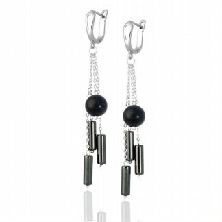 Серьги с авантюрином и гематитом