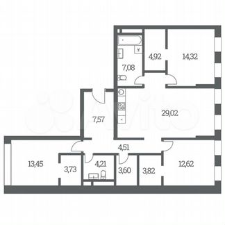 3-к квартира, 108.7 м², 3/53 эт.