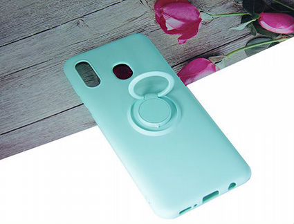 Чехол-накладка для Samsung A205F A20/A30 soft touch TPU кольцо бирюзовый