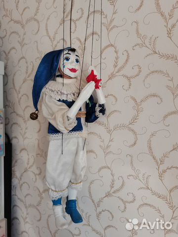 Кукла коллекционная клоун - арлекин марионетка