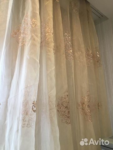 Тюль высота 2,70 3 штуки+ портьеры