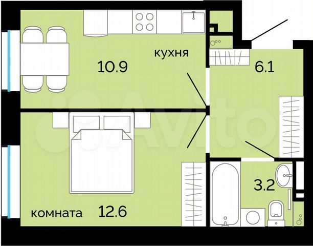 1-к. квартира, 32,8 м², 13/25 эт.