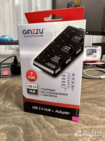 USB-разветвитель ginzzu GR-487UAB
