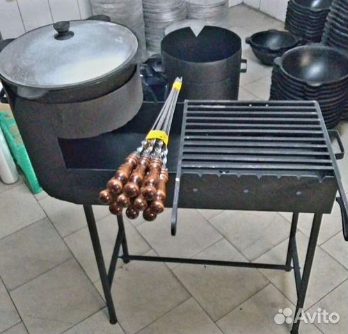 Мангал с печью под казан чугунный